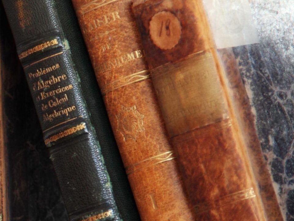 Grzbiety starych ksiąg.